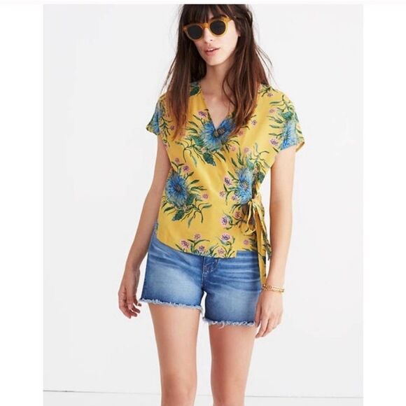 Madewell Tops - Silk Side-Tie Wrap Top in Painted Blooms Size xs